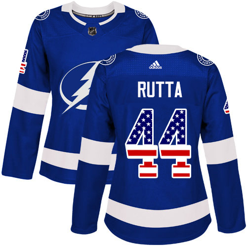 Adidas Tampa Bay Lightning #44 Jan Rutta Blue Home Authentic USA Flag Women Stitched NHL Jersey